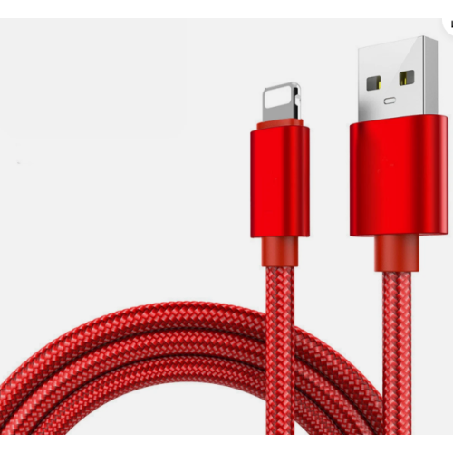 Braided Fast Charger Cable USB to lighting 1m Red
