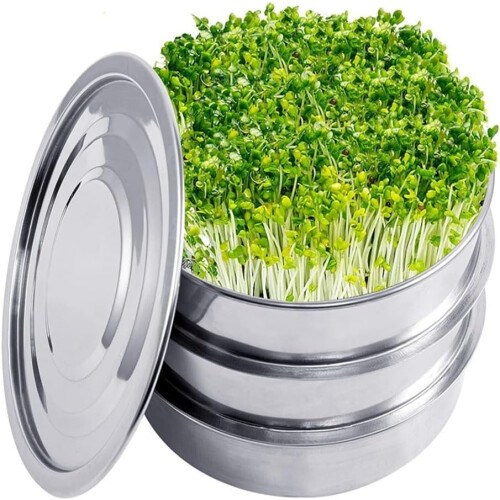 3Tier Stackable Seed Sprouter Tray with Lid, Soil Microgreens Growing Kit for Beans and Sprouts 1