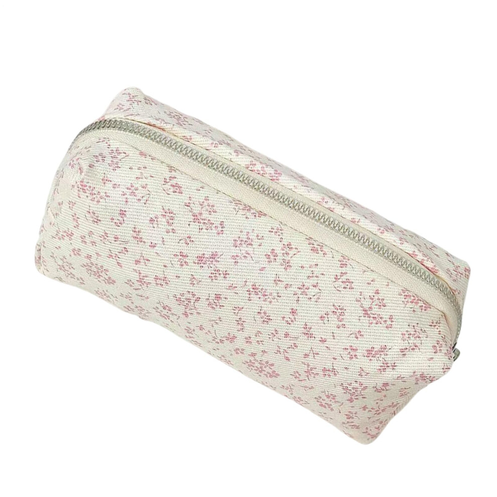 Flower Cosmetic Bag Canvas Makeup Storage, Travel Toiletry Bag, Zipper Brush Holder Clutch, Bridesmaid Gift