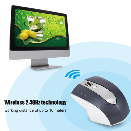 Ergonomic Wireless Mouse with USB Receiver, Finger Space with Soft Insert Design, Rechargeable Optical Mouse with Charging Dock, 10m Working Distance, 2