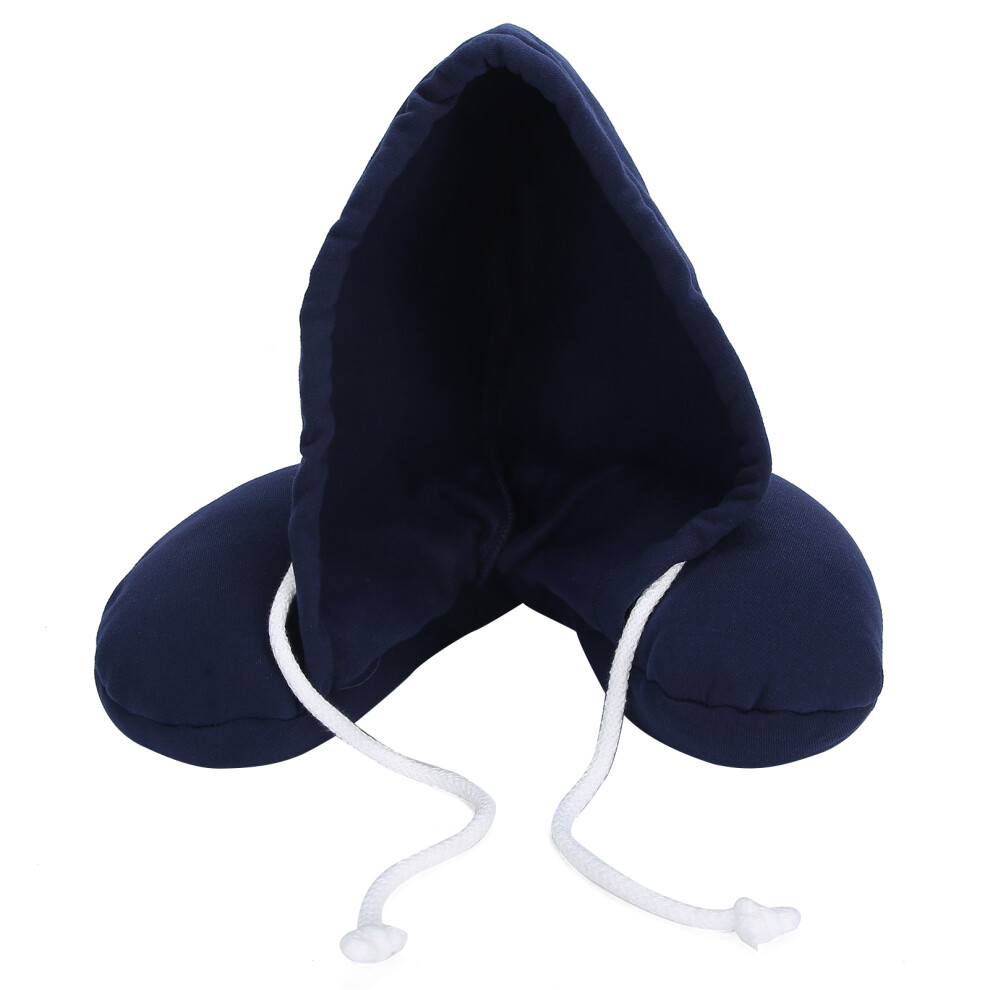 Privacy Hood Neck Pillow Adjustable Drawstrings Premium Sweatshirt Material Ergonomic Head Support Great For Airplane Bus Train Travel Or Home