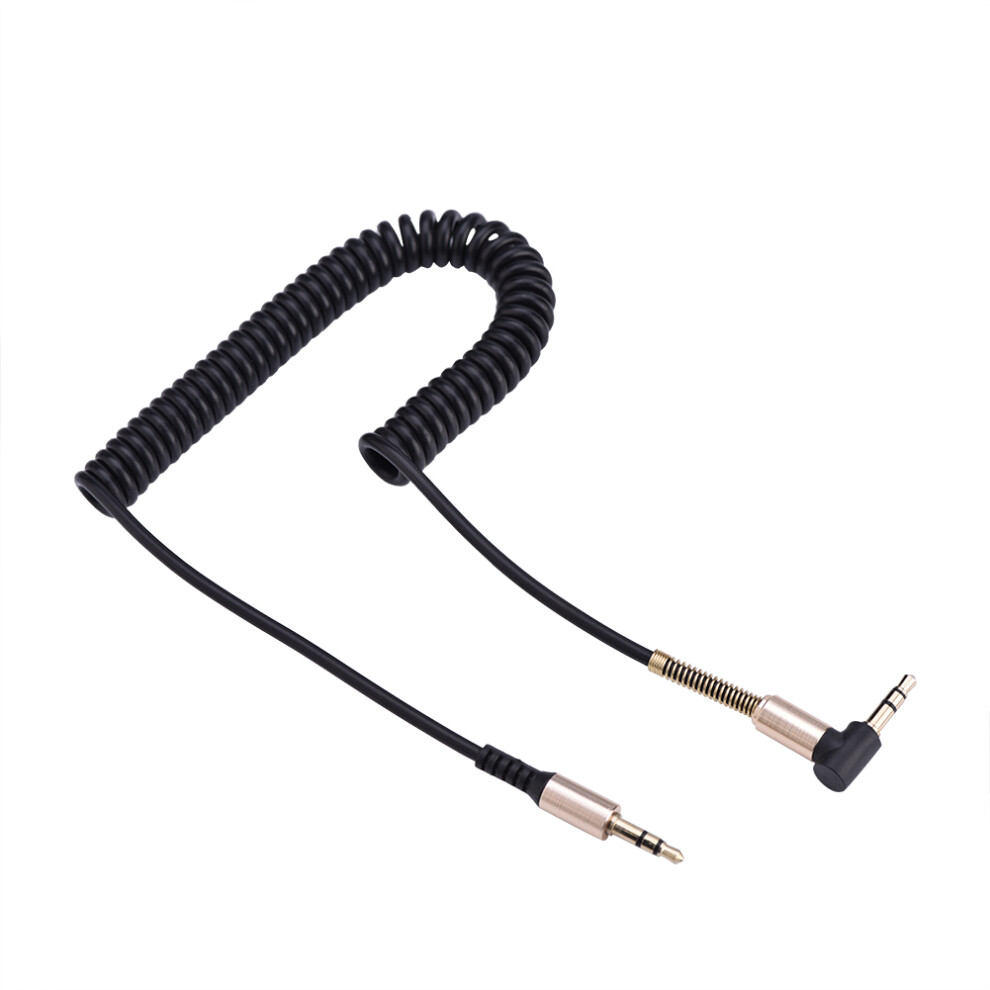 Right Angle Trs Jack Coiled Extension Cable, Plated Male Jack Retractable Audio Cord Compatible With 3.5Mm Devices (6 Feet) Gold 9138057064834