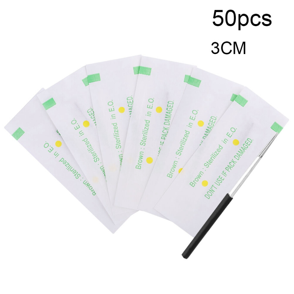 Stainless Steel Microblading Needles 50 Pieces Disposable Permanent Makeup Blades Gamma Ray Sterilized High Toughness Less Vibration Tools