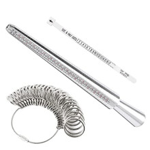 Aluminium Ring Sizer Mandrel Metal Ring Sizer Gauge Set Measuring Tape for Ring Size Measurement Model 1