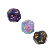 Eco-Friendly Resin 12-Sided Astrology Tarot Dice 3pcs for Leisure Use