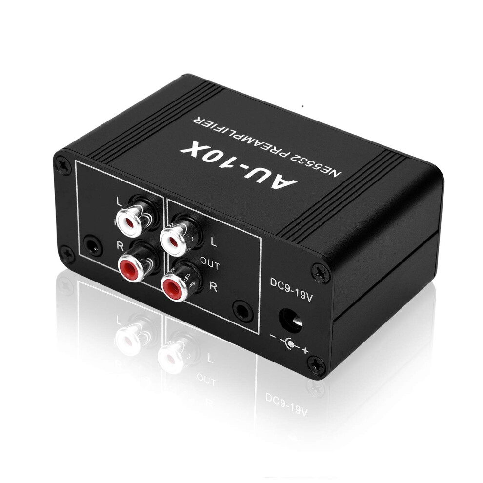 Preamplifier Stereo Phono Turntable 20Db Gain Dual Opamp Headphone Amplifier Rca 3.5Mm Input Output Black 9187378806357