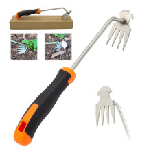 Stand Up Weed Puller Tool with FourTooth Grip, Stainless Steel Hand Weeder for Garden and Yard