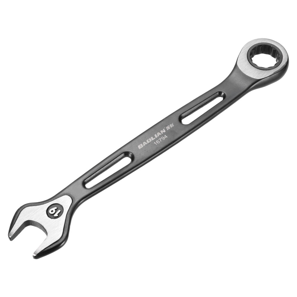 Ratcheting Combination Wrench 19Mm Metric 12Point Crv Steel Double Box End Open End Industrial Grade Spanner 9199774996006