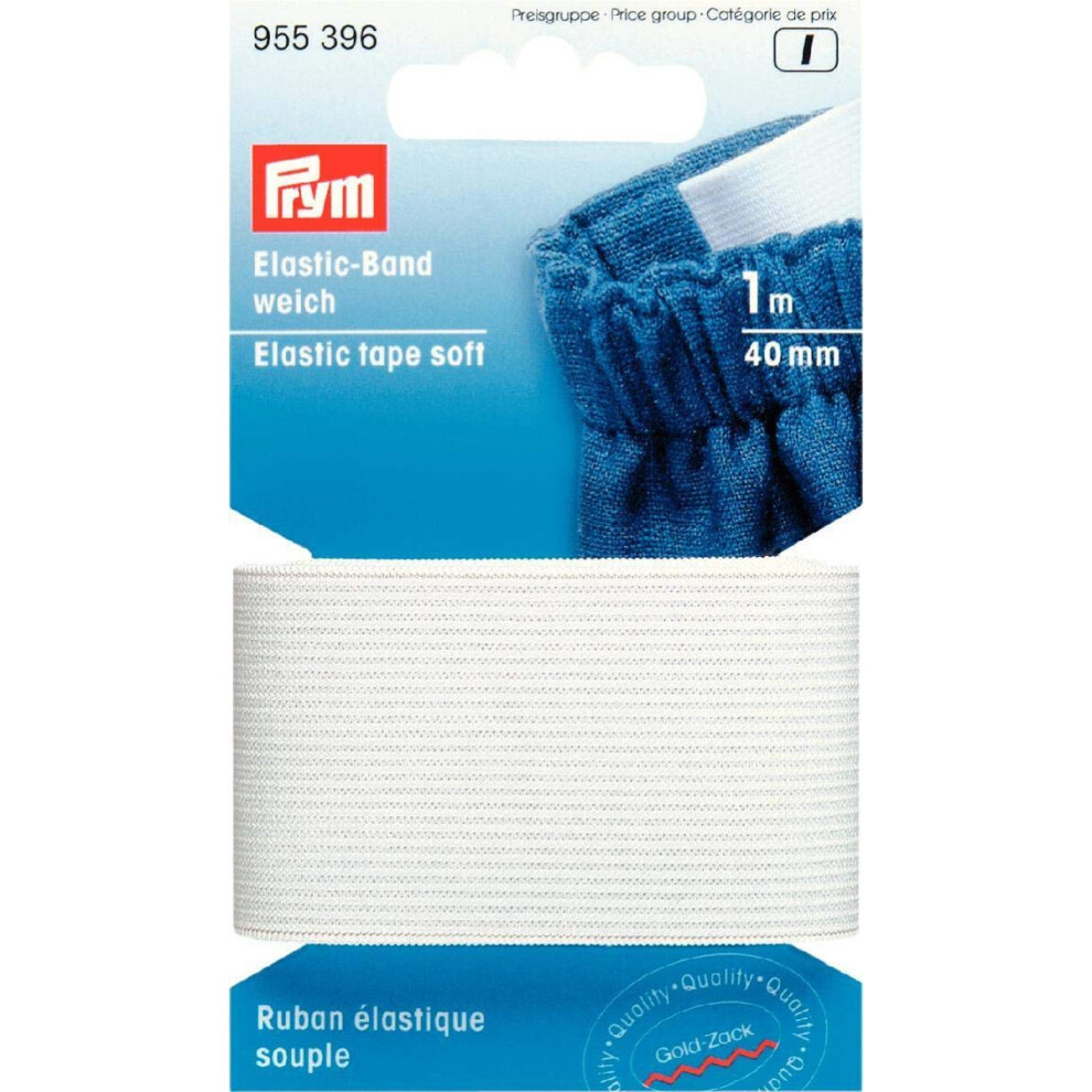 Prym - Soft (40Mm, 1M) Elastic Tape - 1 Unit White