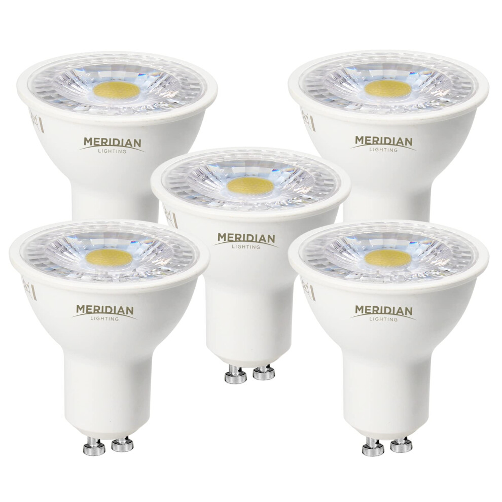 Meridian Led Gu10 Lamp Light Bulb Warm White 3000K, 50W Halogen Spotlight Equivalent, 4.5W 345Lm, Non-Dimmable, Ac 220-240V, 36? Beam Angle - Pack 5