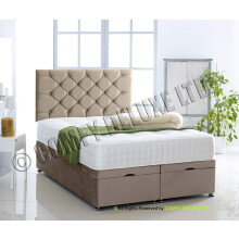 OTTOMAN BED SIDE LIFT PLUSH VELVET BASE CHESTERFIELD HEADBOARD !!! NO MATTRESS !!! by Comfy Deluxe LTD (COFFEE - (BROWN), 5FT KING-SIZE)