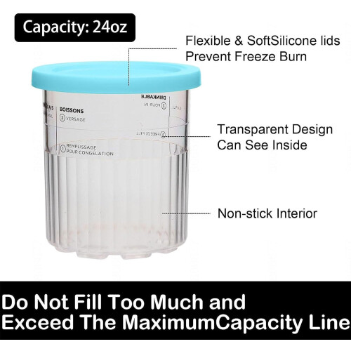 24oz Replacement Pints with ColorCoded Lids, BPA, Dishwasher Safe for Ninja Creami NC501 1