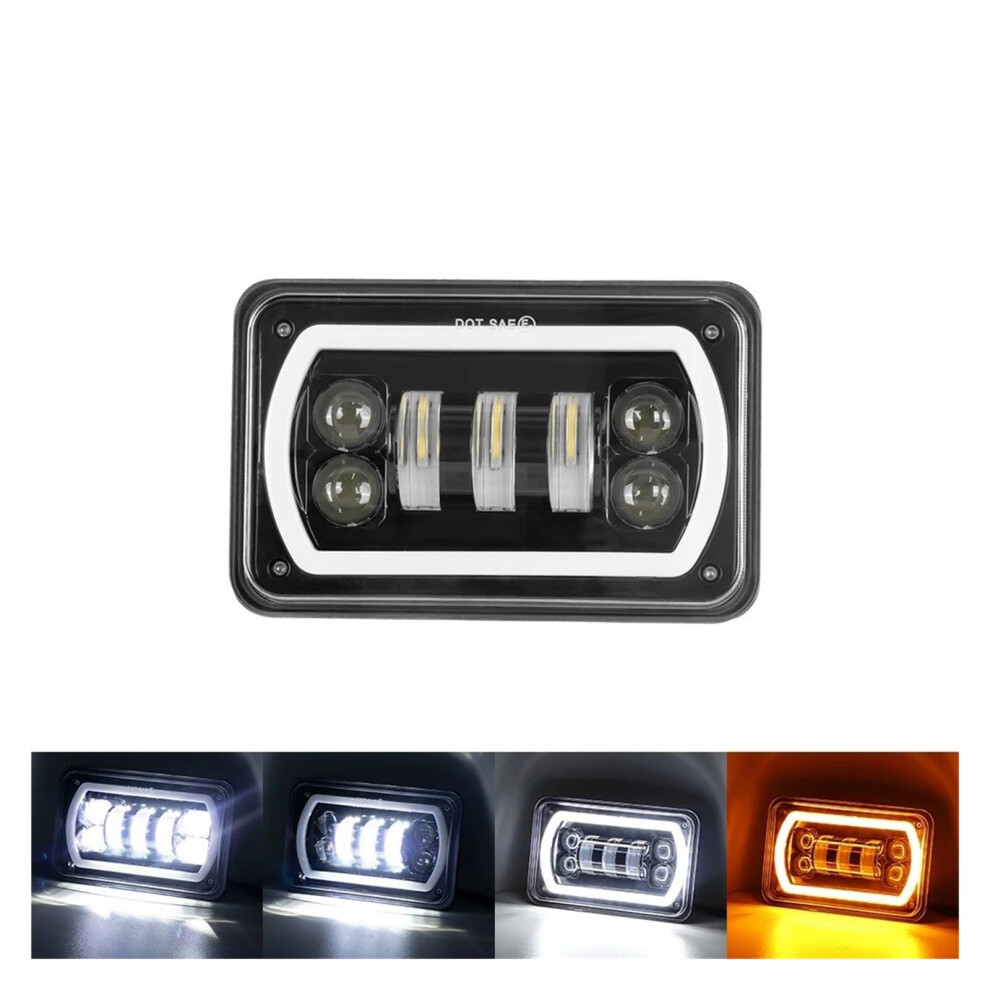 Motorcycle Led Headlight 4X6 Rectangular Brightness Waterproof Drl For Xr250 Xr400 Xr650 Black 9382693265555