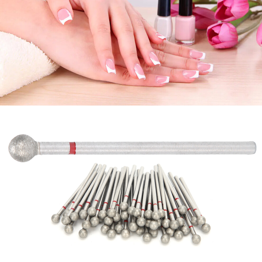 50pcs Spherical Nail Drill Bits for Dead Skin Removal, 5mm Emery Heads
