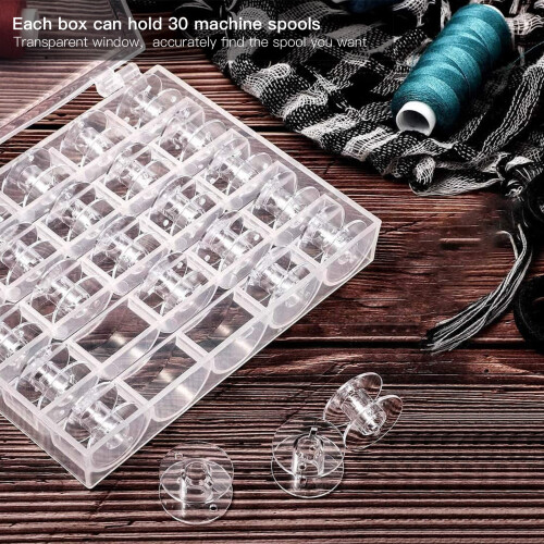 Plastic Bobbin Box Organizer 30 Slots Sewing Storage Case Clear 2