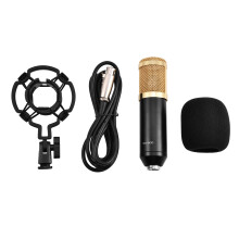 Microfon condensator profesional, model cardioid, microfon cu ieșire mare, zgomot redus, pentru streaming, cu montare șoc, plug and play,