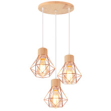 3 Lights Retro Pendant Light Rose Gold Vintage Pendant Light Pendant Lights Modern Indoor Pendant Light Metal Wood Pendant Lights