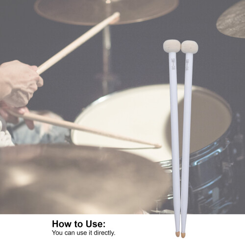 2Pcs White Drum Mallet Set with Felt Head and Maple Handle for Easy Play 2