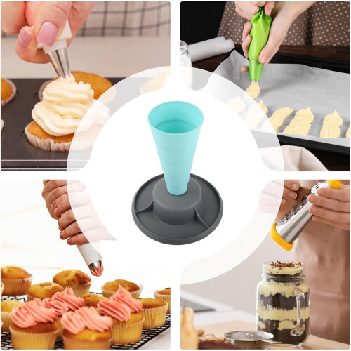 Adjustable Cake Decorating Tools Piping Bag Holder Stand Foldable NonStick Pastry Nozzle Organizer 2