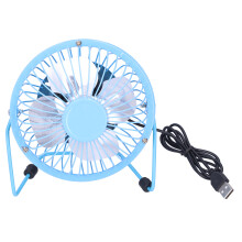 USB Mini Fan Portable Silent Aluminum Blade 74cm Blue for Home Office Desk
