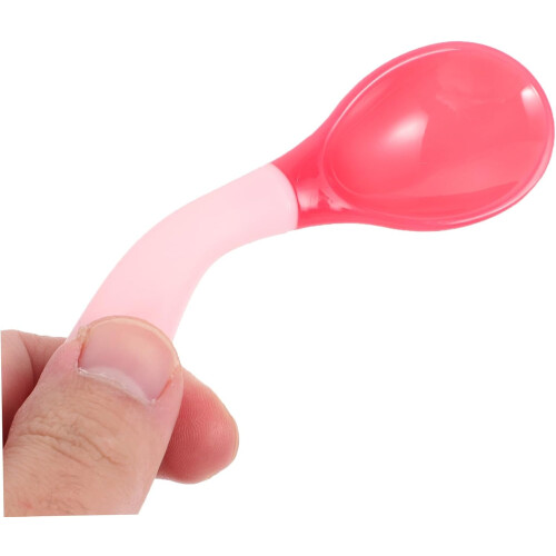 Bendable Training Spoon And Fork For LeftHanded Flatware Temperature Sensing Safe Material Pink Feeding Cutlery Weaning 1