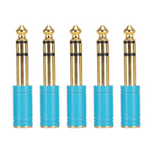 Conector de áudio banhado a ouro, macho de 6,35 mm para fêmea de 3,5 mm, com carcaça em liga de zinco. Adaptador de áudio estéreo de tamanho