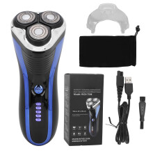 Barbeador elétrico masculino com aparador retrátil integrado, recarregável e com indicador de bateria. Funcionamento sem fio, ideal para barbear a