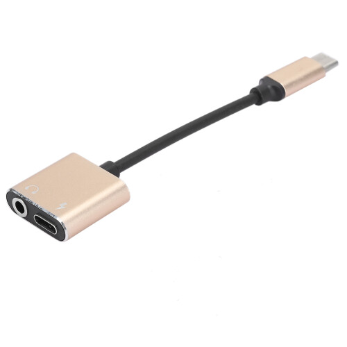 Adaptador USB-C para 3,5 mm com áudio e carregamento 2 em 1, divisor USB-C com chip DAC de alta resolução, compatível com controle de microfone e 1