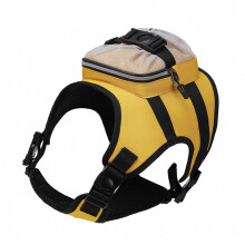 Dog Backpack Vest Harness Adjustable Size L Yellow Decorative Training Bag For Small & Large Dogs Running & Swimming