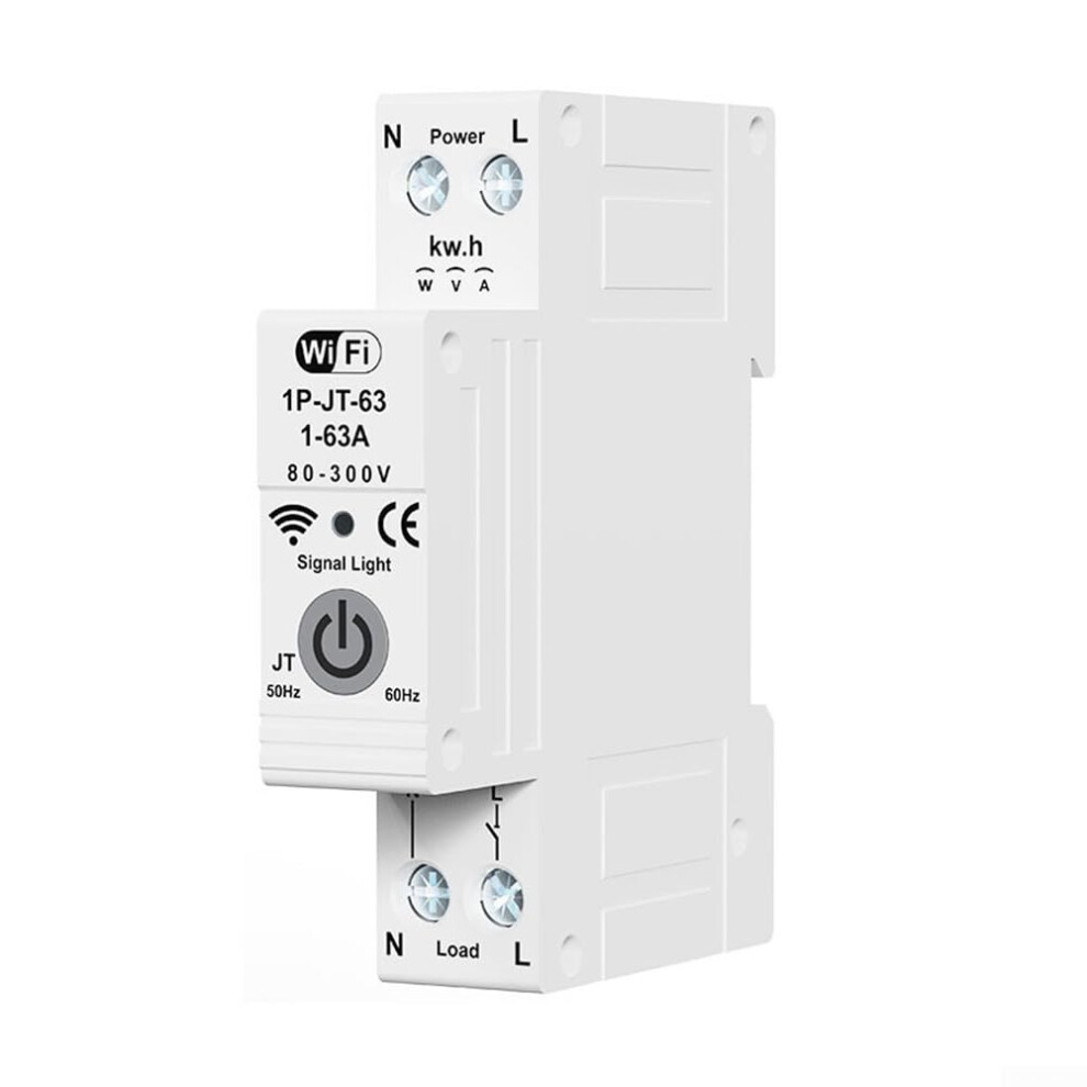 Smart Wifi Circuit Breaker With Energy Monitoring, Remote Control Compatible With Tuya, Voice And Timer Functions 9199774999809