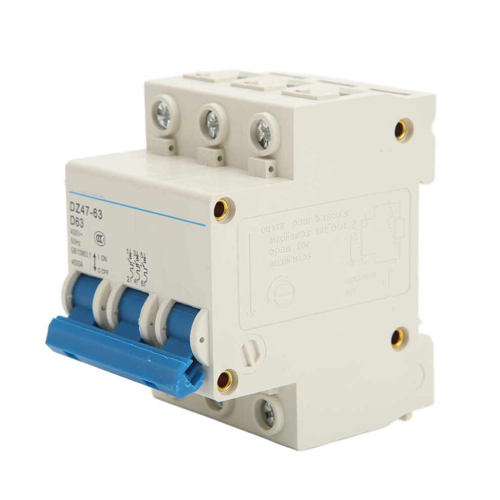 Din Rail Mounted 63A Circuit Breaker 3P 400V 4500A Breaking Power 7601375203596