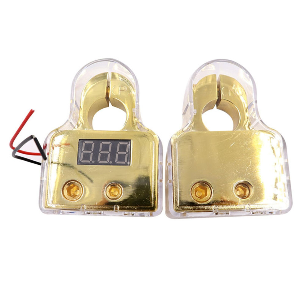 Car Battery Terminals With Digital Voltmeter Display Replacement Positive Clamps Connectors Pair 9347817432039