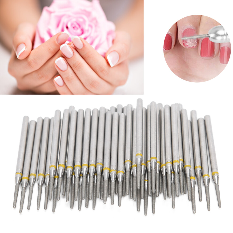 50pcs Emery Nail Drill Bits for Manicure & Pedicure, 2.35mm Shank
