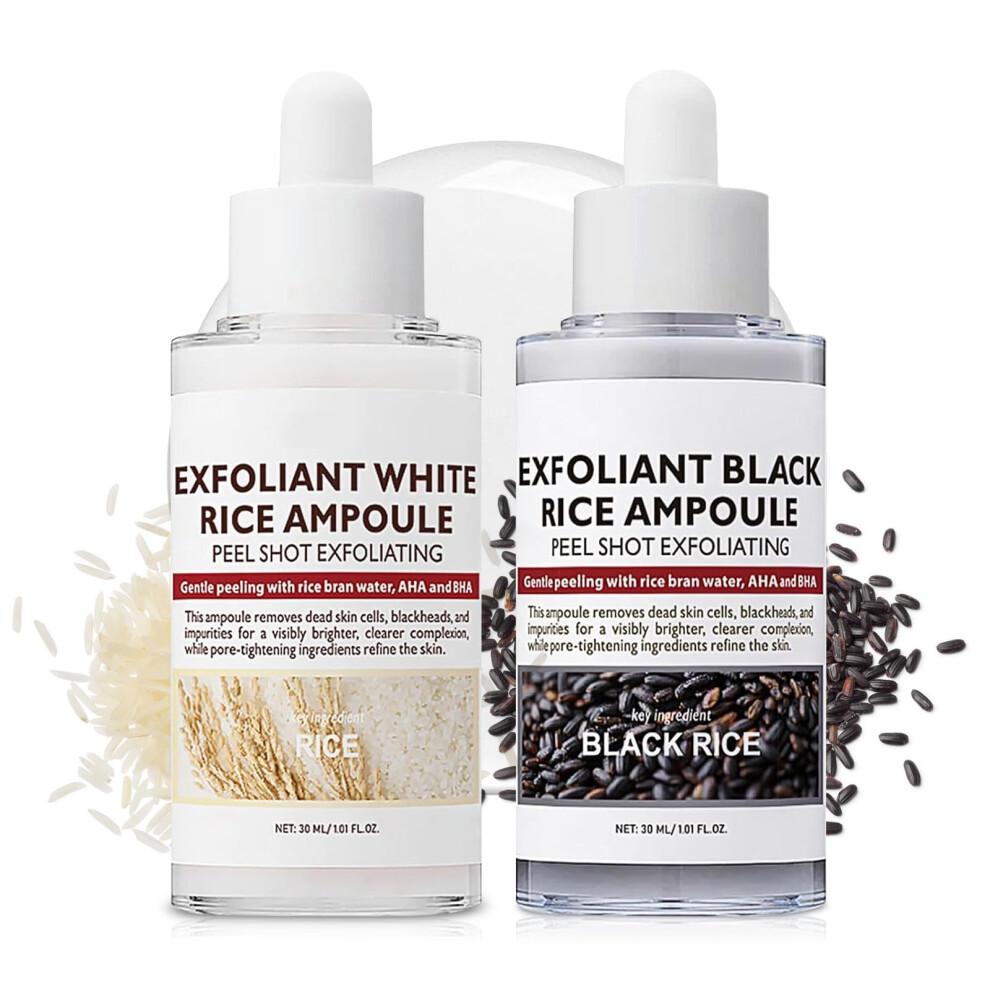 Rice Face Exfoliator Duo with Hydrating Facial Serum for Sensitive Skin, Pore Minimizing 2Pack