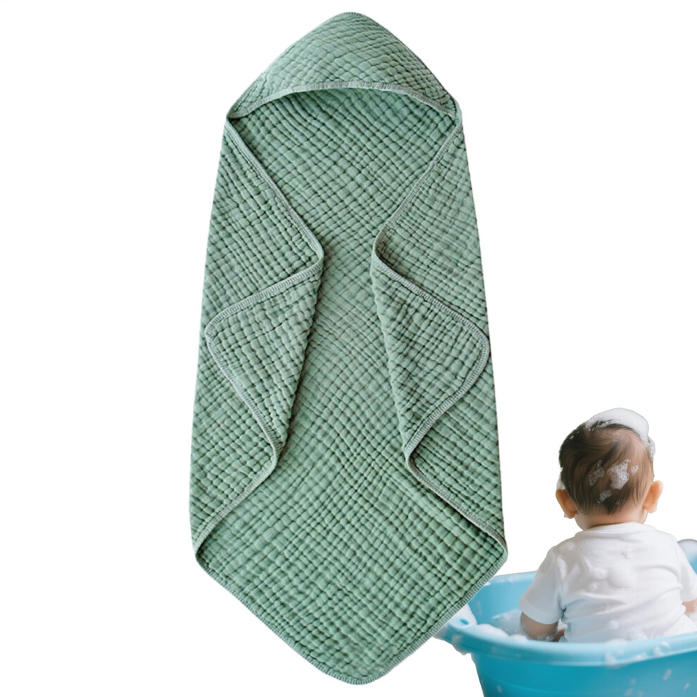 Baby Hooded Towel 35X35 Inch Cotton, Quickdrying Baby Bath Towel For Bath Time And Beach, Dark Green