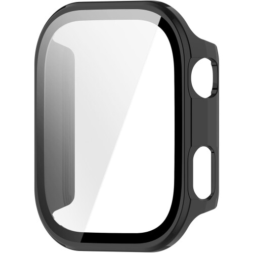 Screen Protector and Case for Redmi Watch 6, Full Coverage Hard PC Shockproof Bumper, Tempered Glass Black 1