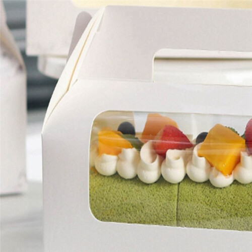 White Window Cake Box, Transparent PET, Used for Cake Rolls, Baking and Snacks, Portable Packaging. 2