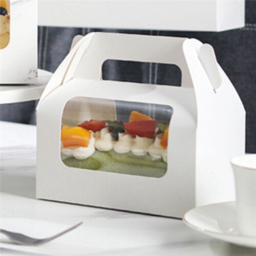 White Window Cake Box, Transparent PET, Used for Cake Rolls, Baking and Snacks, Portable Packaging. 1