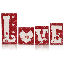 Valentine'S Day Romantic Heart Shaped Wooden Letter Blocks Decorative Sign Mantelpiece Ornaments Romantic Decoration