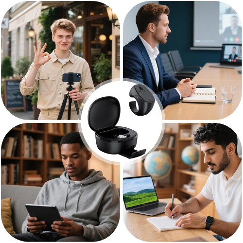 Remote Control Page Turner Wireless Remote Scrolling Page Turner For Tablets EReaders Travel Office Recording Black 2