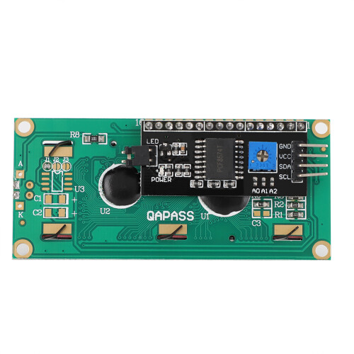 Módulo LCD serial para Raspberry Pi, display LCD de 16x2 caracteres com retroiluminação azul e interface I2C, recurso de contraste ajustável, 1
