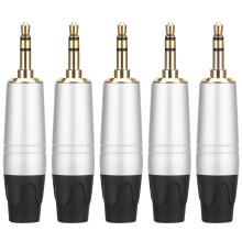 Adaptador de solda para plugue estéreo, conector banhado a ouro para reparo de cabos de áudio, ideal para fones de ouvido e auriculares, com
