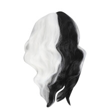 Perucă scurtă și creță cu breton pentru femei, perucă alb-negru, peruci pentru costum de Halloween, material premium, fibre sintetice