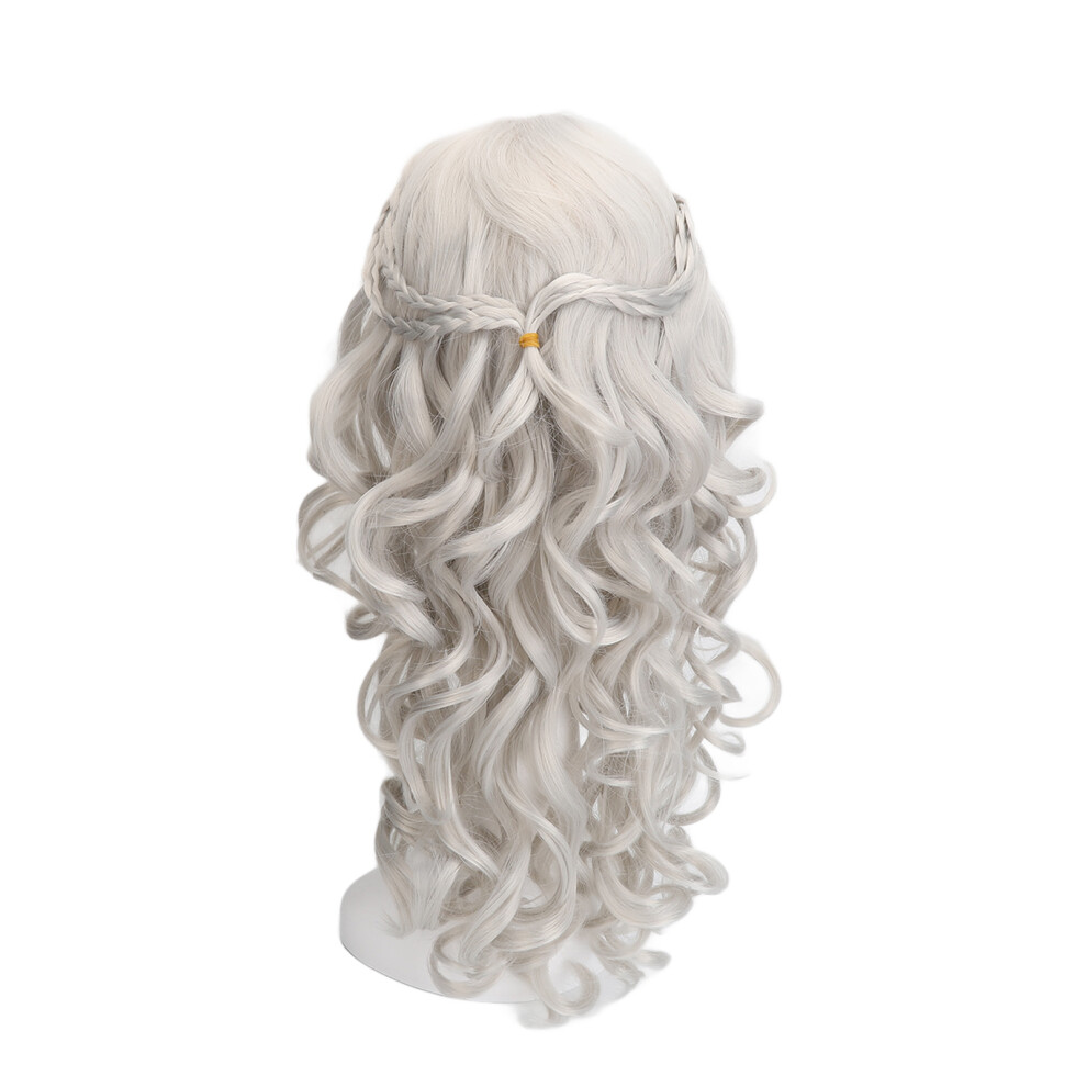 Adjustable Wig Cap Long Wavy Wig, High Temperature Fiber Easy Care for Cosplay Costume, Stylish Braided Design For Halloween Parties For Nightclubs