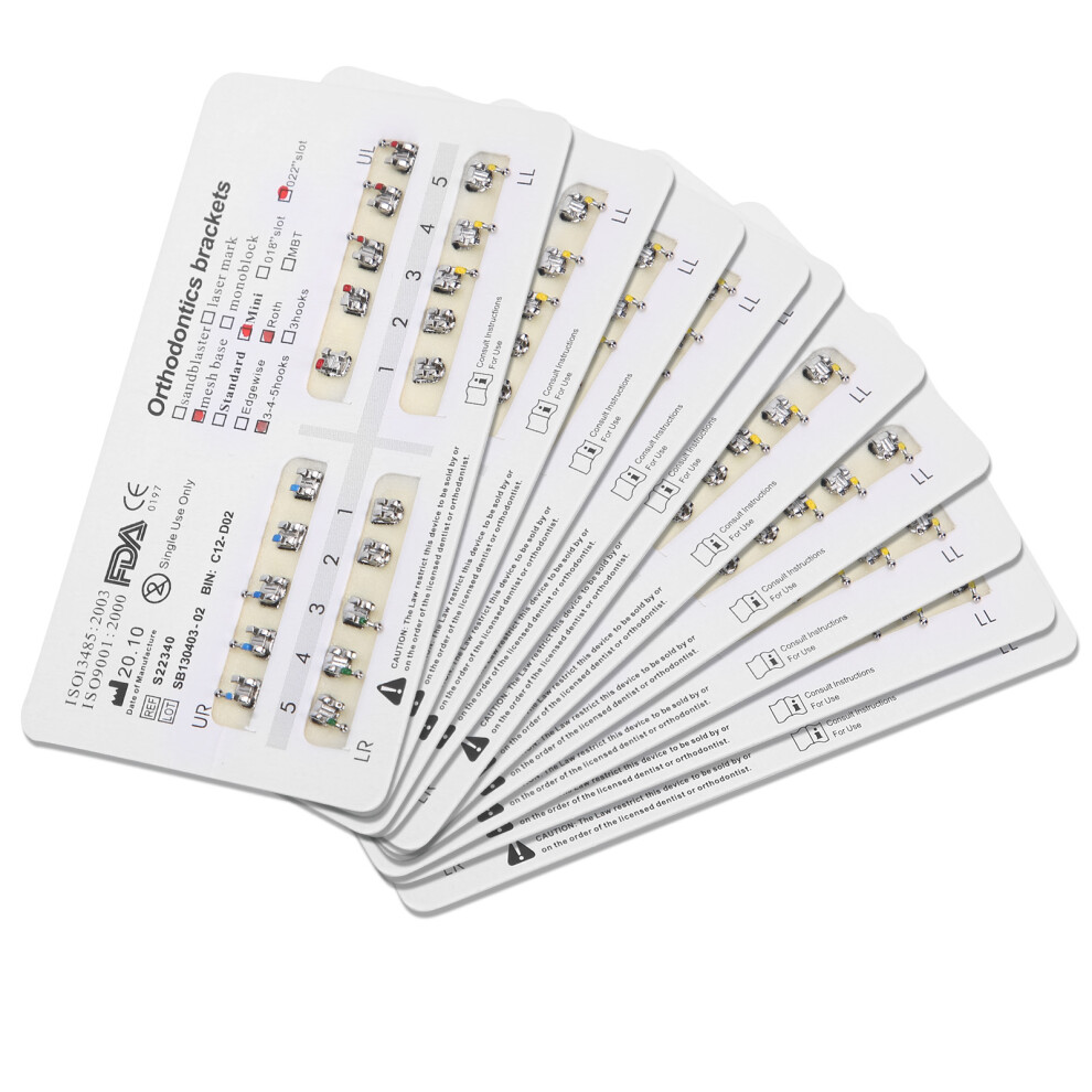 Dental Brackets For Teeth, Accurate Placement Orthodontic Metal Brackets Roth 0.022 Slot Bondable Stainless Steel Easy Arch Wire Changes Durable Anti
