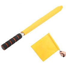 2Pcs Sports Referee Flags Set Stainless Steel Poles, Yellow, 37x31cm