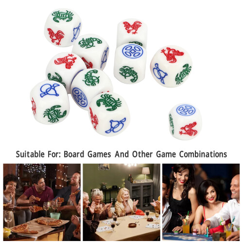 10pcs White 14MM Plastic Rounded Dice Set for Board Games 1