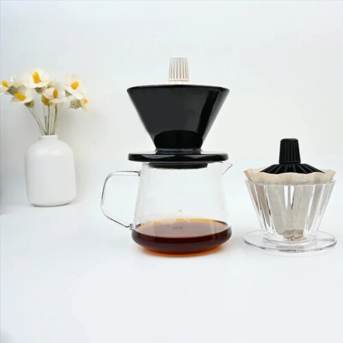 Einstellbare tragbare Kaffeefilterpresse 36–60 Grad für-Beige 1