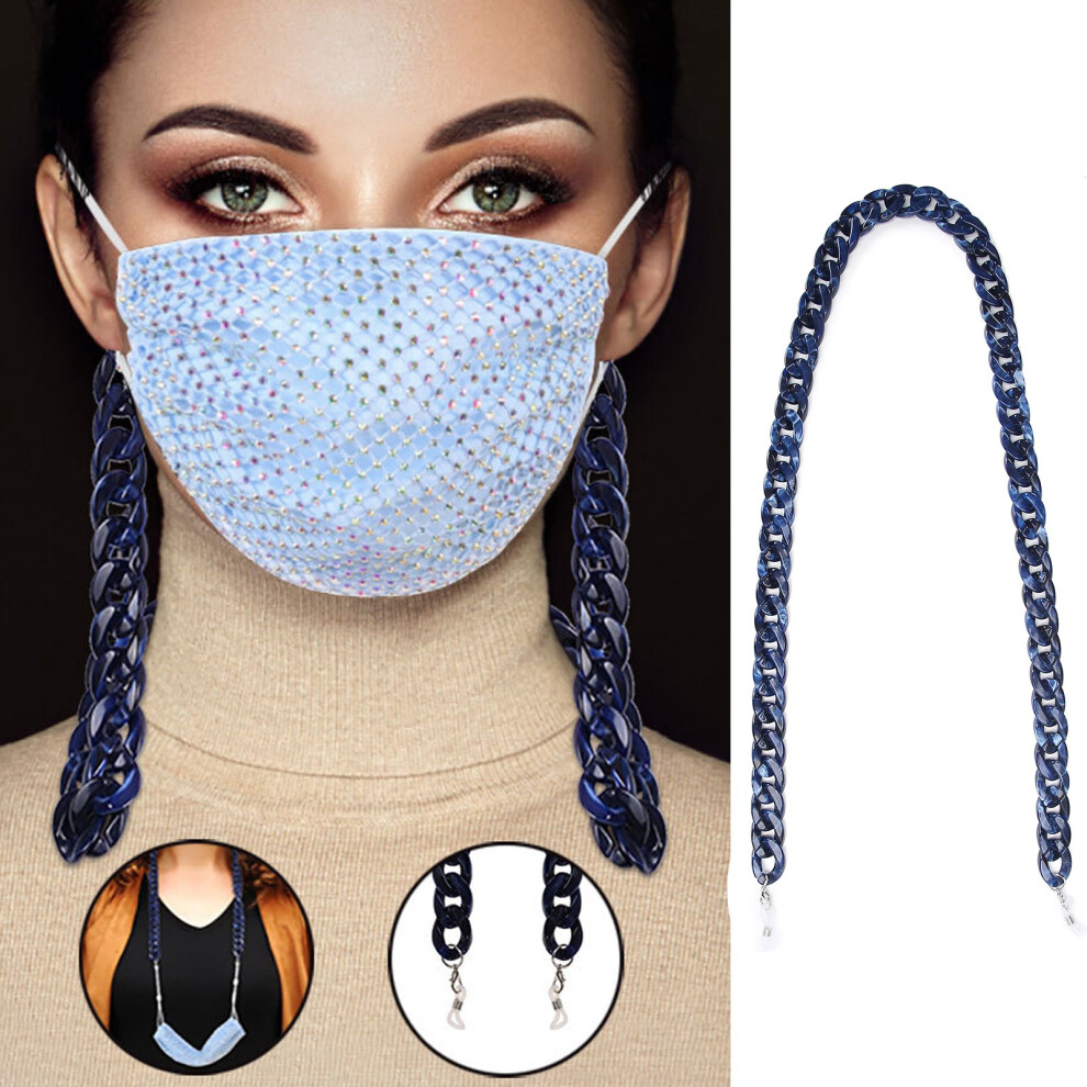 Blue Navy Plastic Eyeglasses Chain 71Cm Face Cover Lanyard