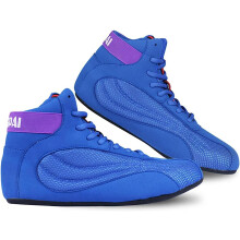 Unisex Boxing Shoes Blue 34EU, Traction NonSlip Wrestling Boots with Breathable Mesh Upper